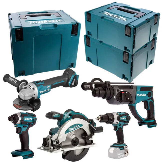 Combopack 5 outils 18V (4x5,0 Ah) DHR202 + DGA504 + DSS610 + DTD152 + DHP458 - MAKITA DLX5039PTJ