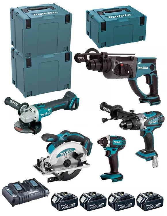 Combopack 5 outils 18V (4x5,0 Ah) DHR202 + DGA504 + DSS610 + DTD152 + DHP458 - MAKITA DLX5039PTJ