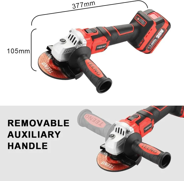 Teeno Meuleuse d'angle brushless 125mm，2 Batterie lithium-ion 20V 3.0Ah