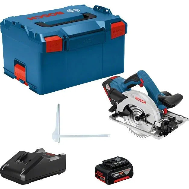 Scie circulaire 18V GKS 18V-57 G Professional + 2 batteries 4Ah + chargeur rapide + coffret L-BOXX - BOSCH - 06016A2106